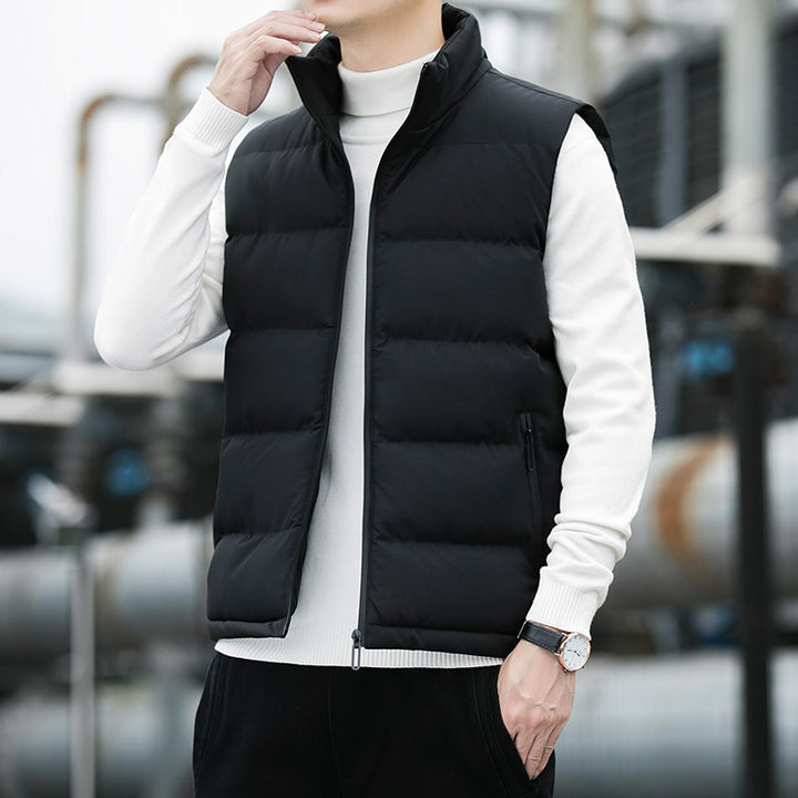 Men's padded quilted thermal vest with stand-up collar, side zip pockets & windproof exterior Mune Fashion