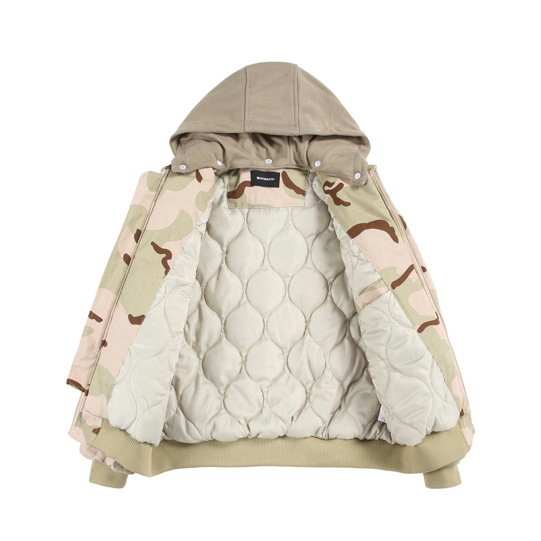 Unisex Oversize Cargo Bomber Jacket with Hood and Patches Utility Pockets Mune Fashion