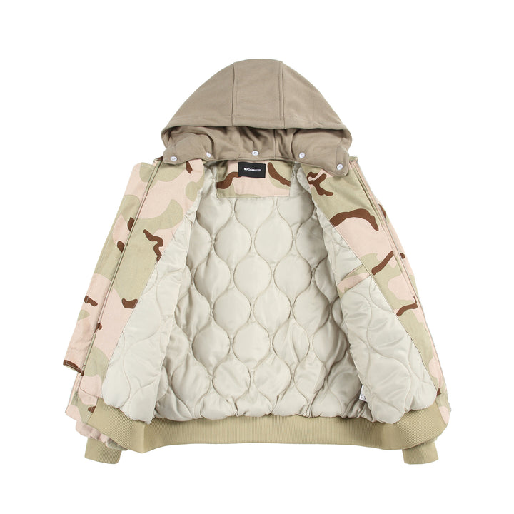 Unisex Oversize Cargo Bomber Jacket with Hood and Patches Utility Pockets Mune Fashion