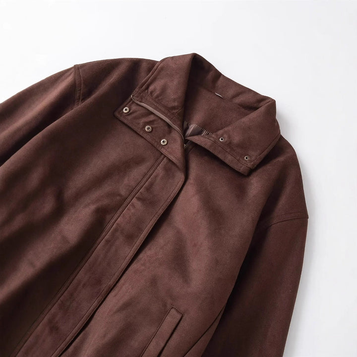 Men's velour imitation blouson with high stand-up collar, concealed zip and elastic hem Mune Fashion