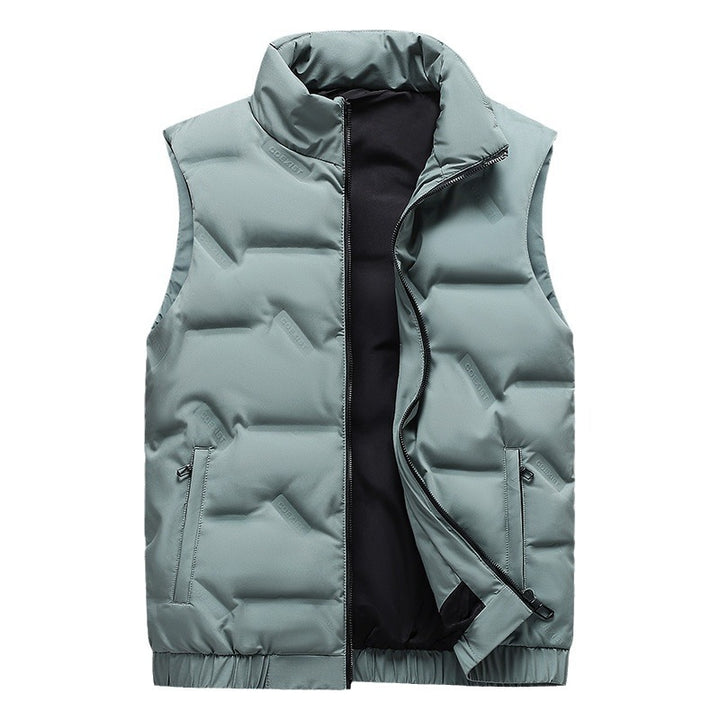 Men's padded insulation vest with high stand-up collar, windproof outer shell, and elastic hem Mune Fashion