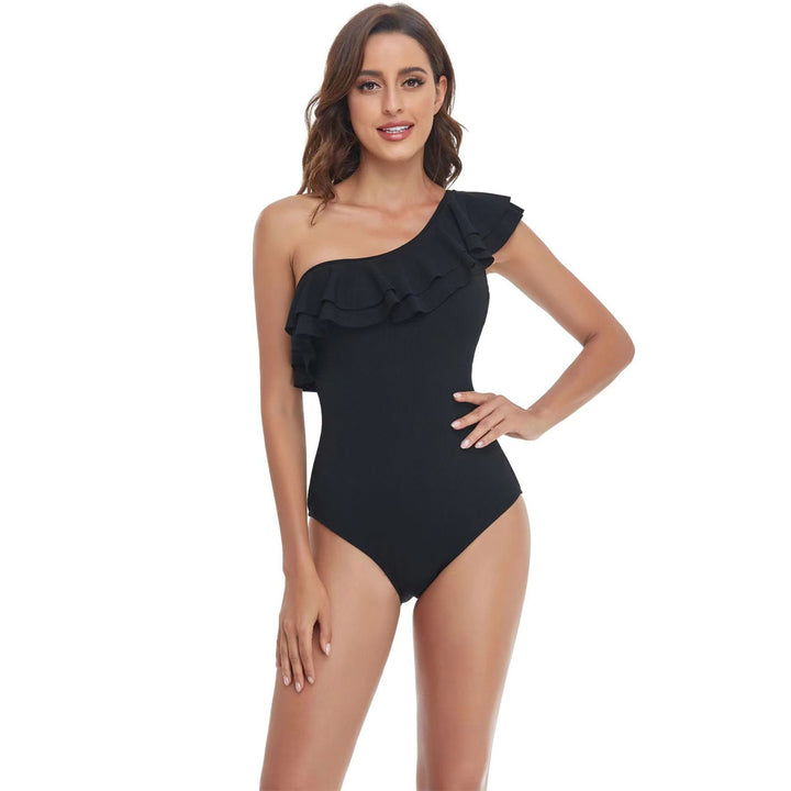 Women's One-Piece Swimsuit with Asymmetric Ruffle Design Mune Fashion
