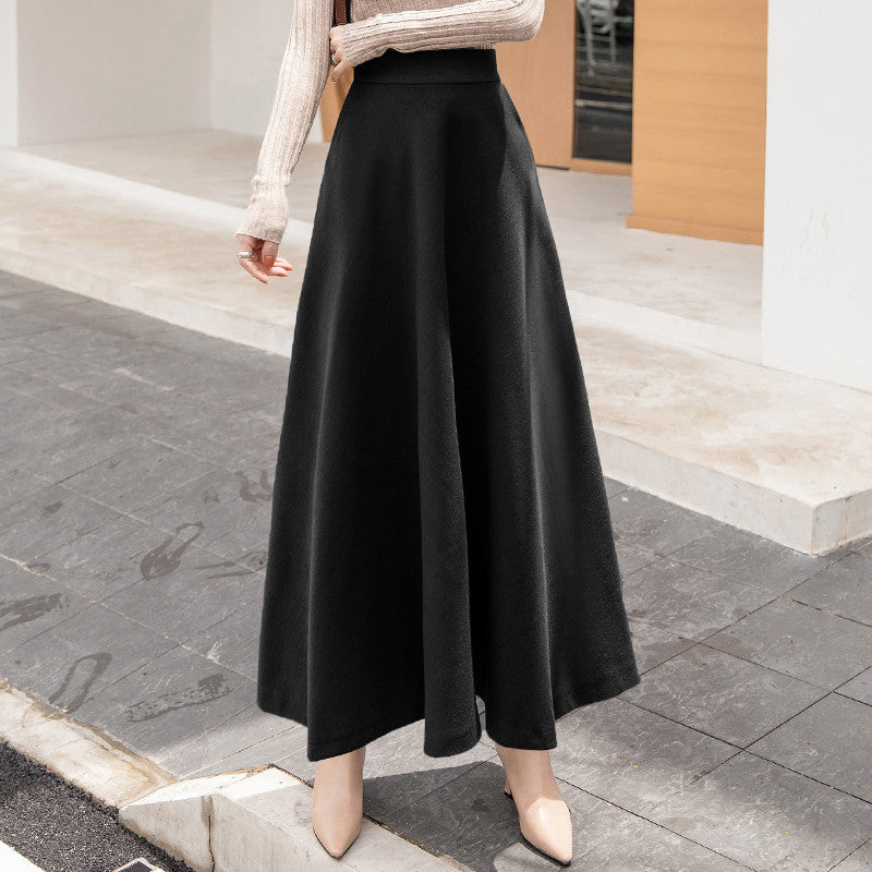 Women's barely swinging wool blend maxi skirt with high waistband and seam-fine panels Mune Fashion