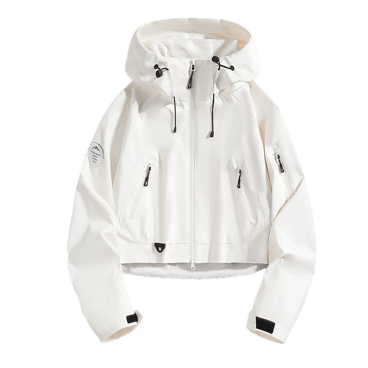 Women’s Sporty Outdoor Jacket with Adjustable Hood Drawstring Mune Fashion