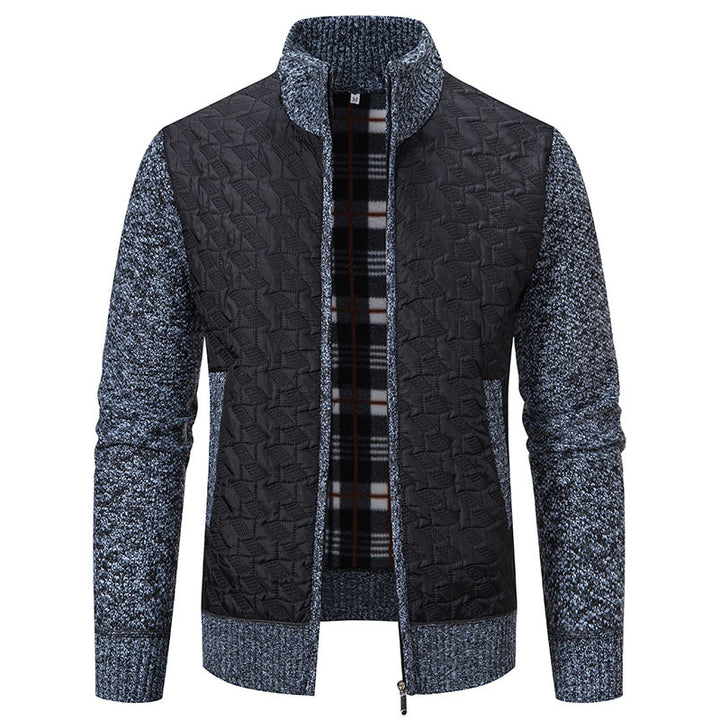 Men's quilted knit hybrid jacket with stand-up collar, full zip and checked lining Mune Fashion