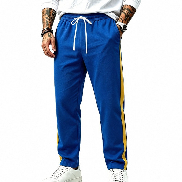 Men's Athletic Jogging Pants with Contrast Stripes, Elastic Waistband and Straight Leg Mune Fashion