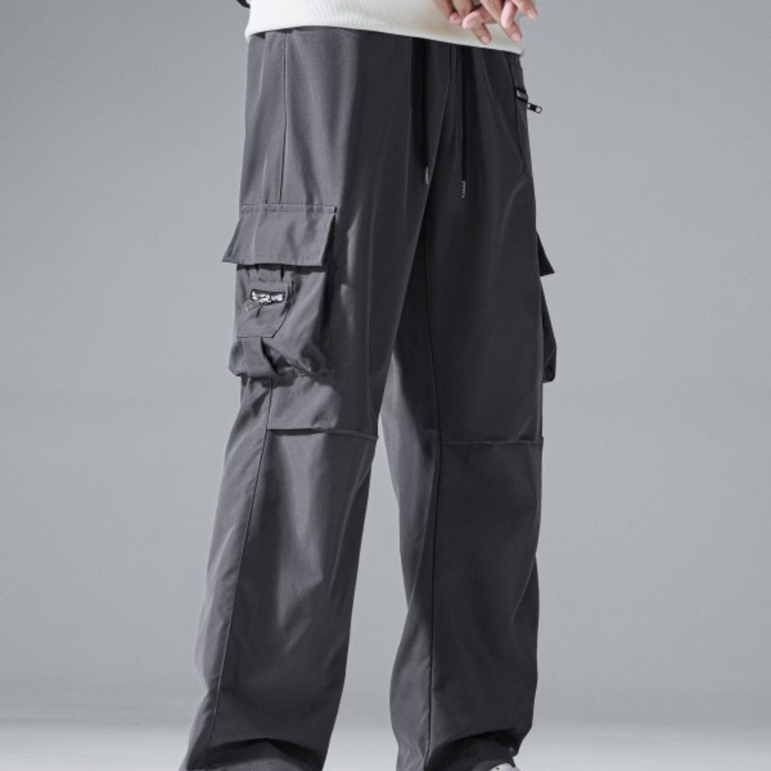 Men's Baggy Utility Cargo Pants with Multiple Pockets, Reinforced Knee Inserts & Drawstring Waist Mune Fashion