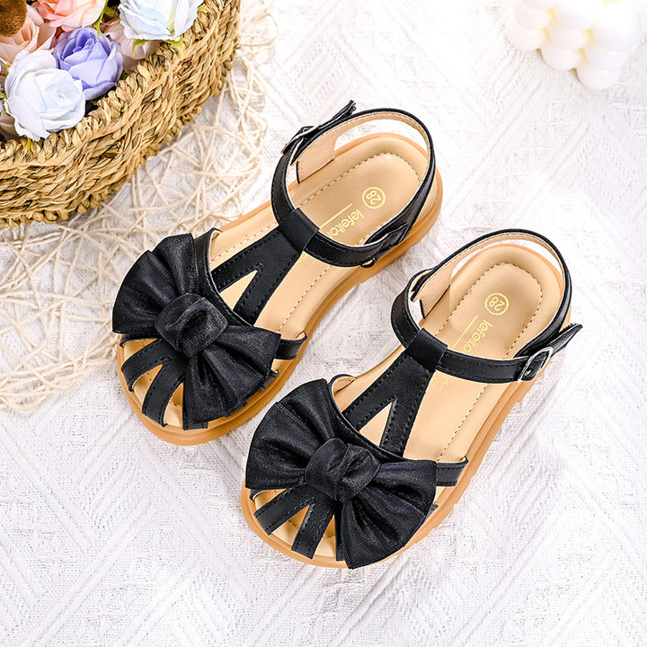 Girls' sandals with comfortable straps and generous bow appliqué Mune Fashion