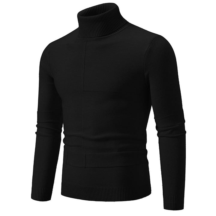 Men's fine turtleneck sweater with textured seams, slim-fit and ribbed cuffs Mune Fashion