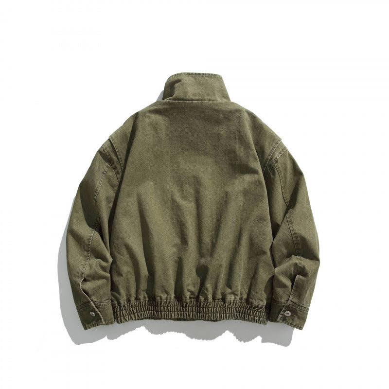 Unisex Boxy-Field Jacket in vintage canvas look with stand-up collar, flap pockets, and elastic hem Mune Fashion