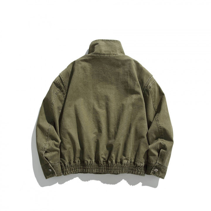 Unisex Boxy-Field Jacket in vintage canvas look with stand-up collar, flap pockets, and elastic hem Mune Fashion