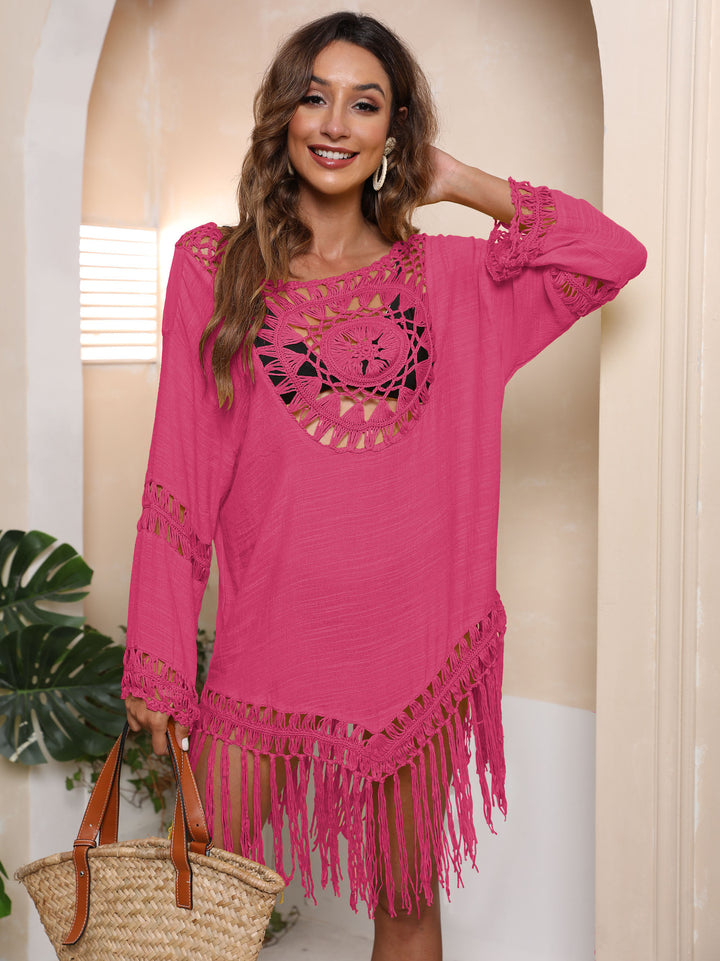 Women's Crochet Beach Dress with Fringed Details Mune Fashion