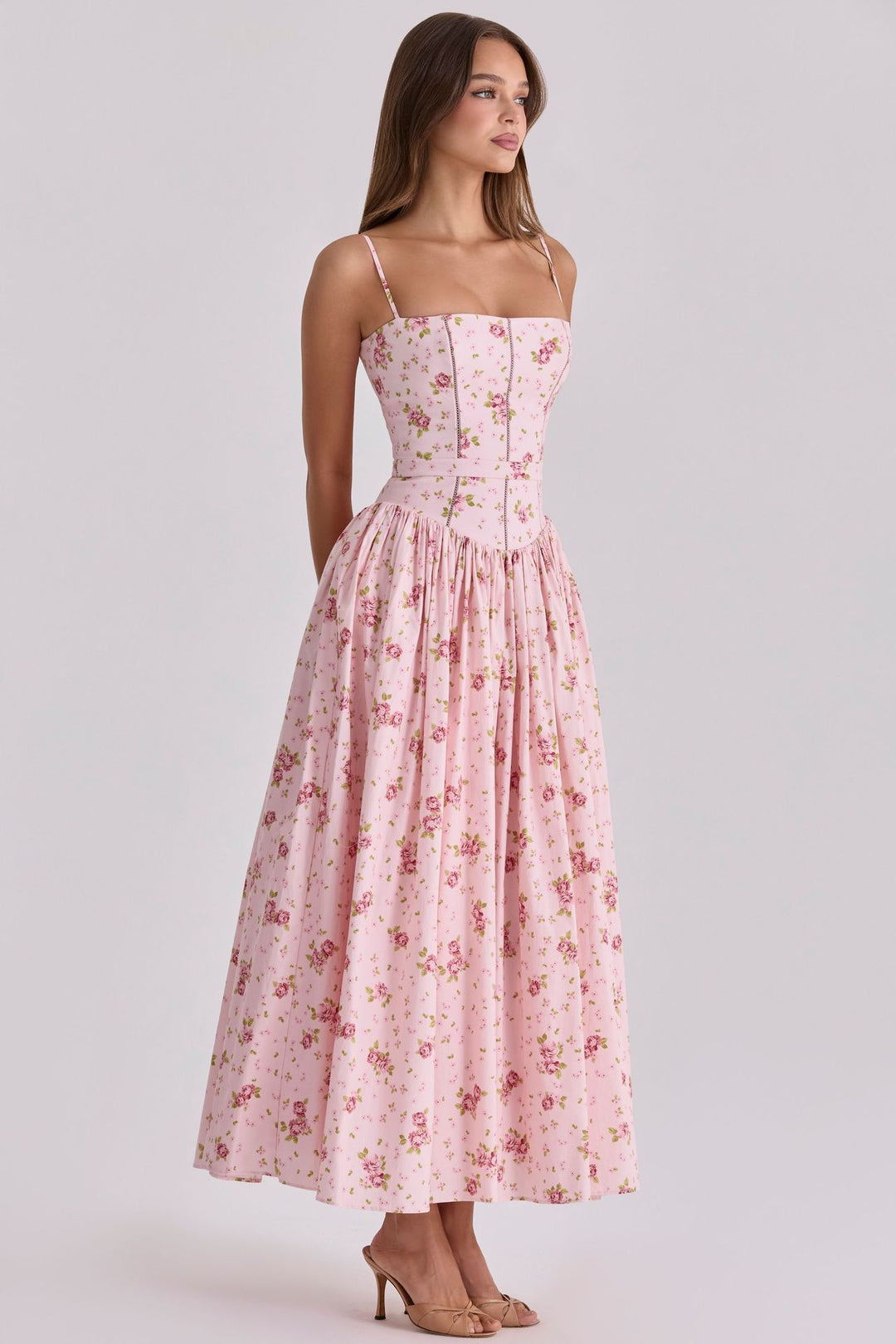 Ladies nan fitted maxi dress with corset top and fine spaghetti straps Mune Fashion