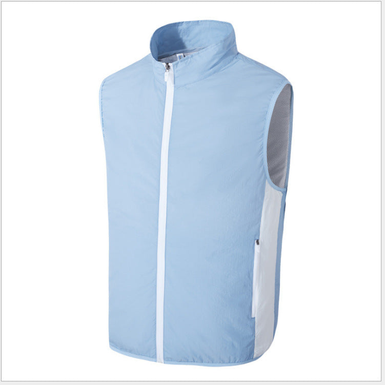 Men's lightweight breathable wind vest with standing collar and zippered pockets Mune Fashion