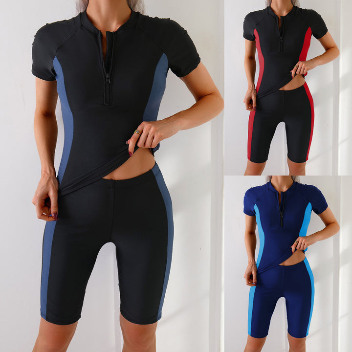 Ladies Athletic Short Sleeve Swimsuit Mune Fashion
