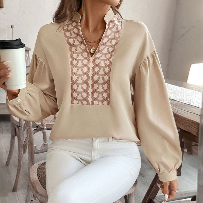 Women Elegant Blouse with Decorative Patterns Mune Fashion