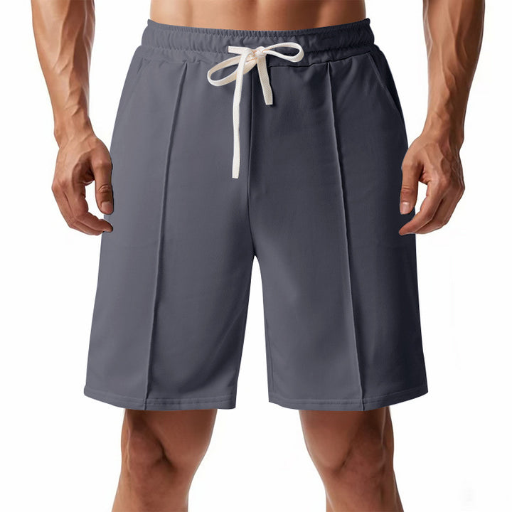 Men's knee-length relaxed Bermuda shorts with flat crease, elastic drawstring waistband and side pockets Mune Fashion