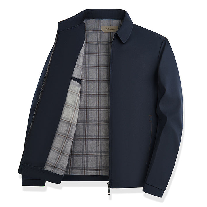 Men's lightweight transitional jacket with checked lining and concealed zipper Mune Fashion