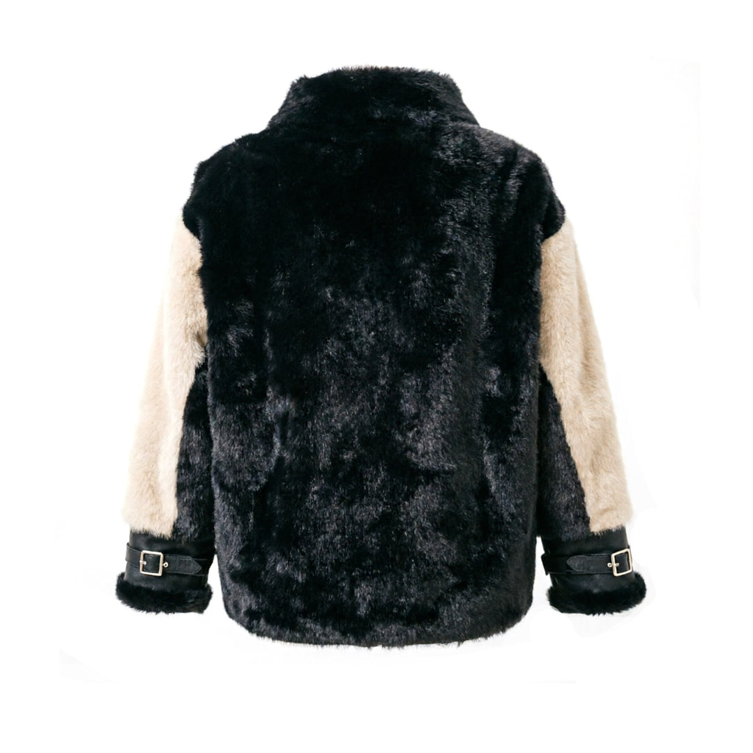 Women's Luxurious Faux Leather Jacket with Fur Trim Mune Fashion