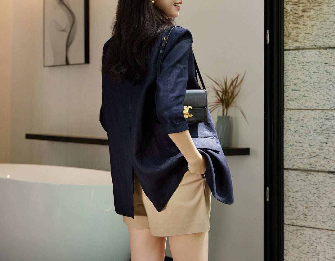 Women's Fashionable Linen Blazer Mune Fashion