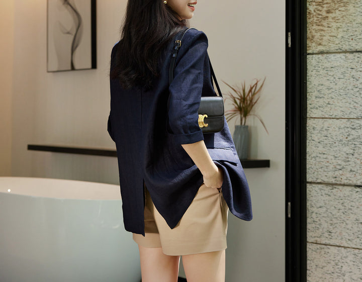 Women's Fashionable Linen Blazer Mune Fashion