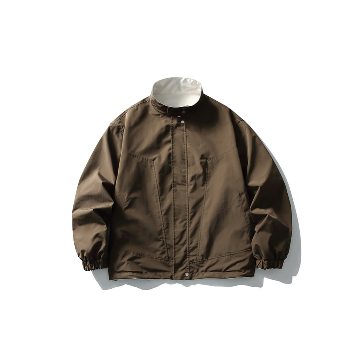 Unisex Lightweight wind and water-repellent oversized boxy jacket with stand-up collar and elastic hem Mune Fashion