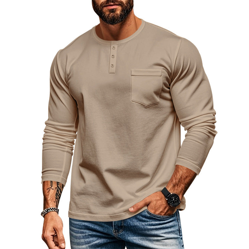 Men's slim long-sleeve button shirt with short button placket and chest pocket Mune Fashion