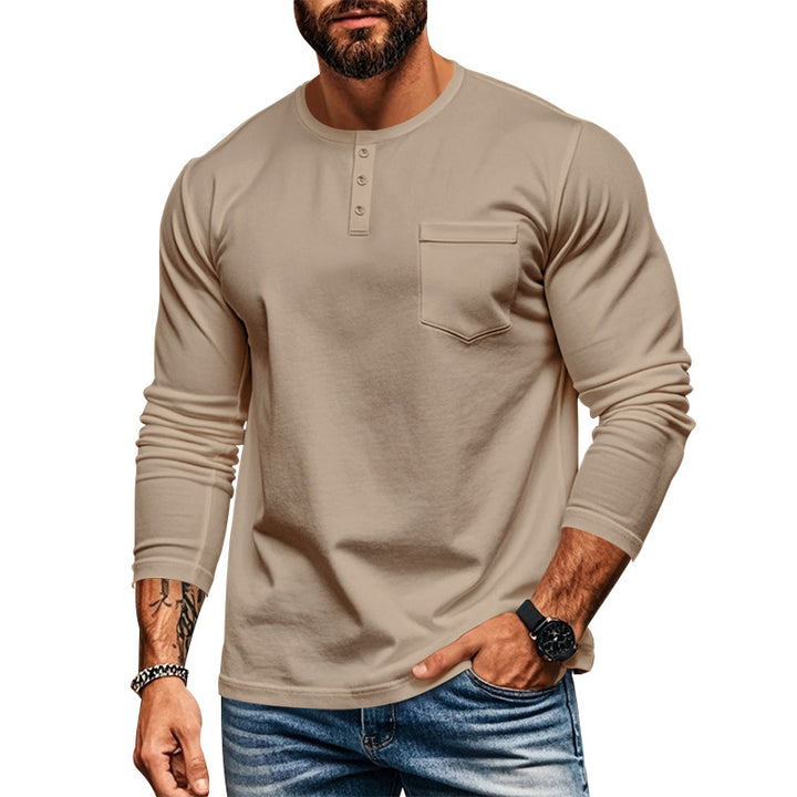 Men's slim long-sleeve button shirt with short button placket and chest pocket Mune Fashion