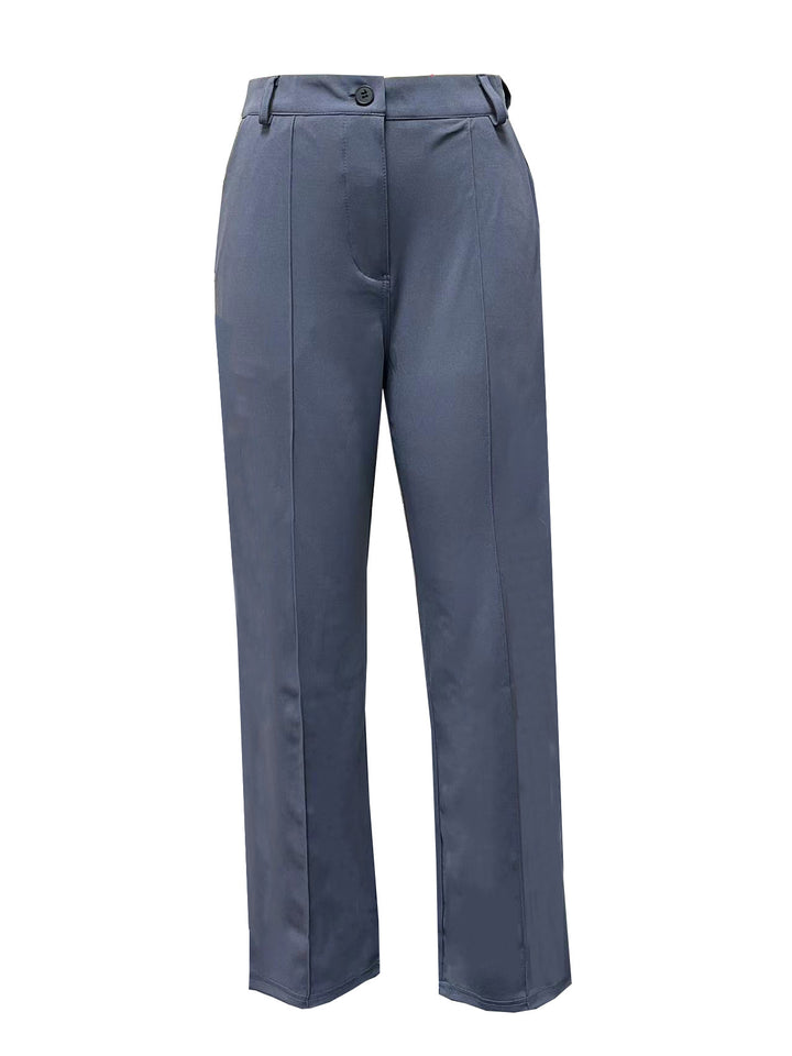 Women high-waisted straight-cut suit trousers with crease Mune Fashion