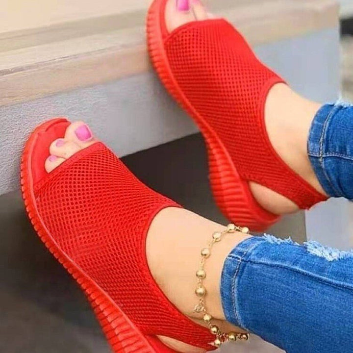 Ladies' breathable mesh sandals with open toe and flexible heel strap Mune Fashion