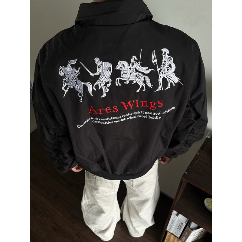 Men's Lightweight Bomber Jacket with Shirt Collar, Arm Pocket, and Elastic Hem Mune Fashion