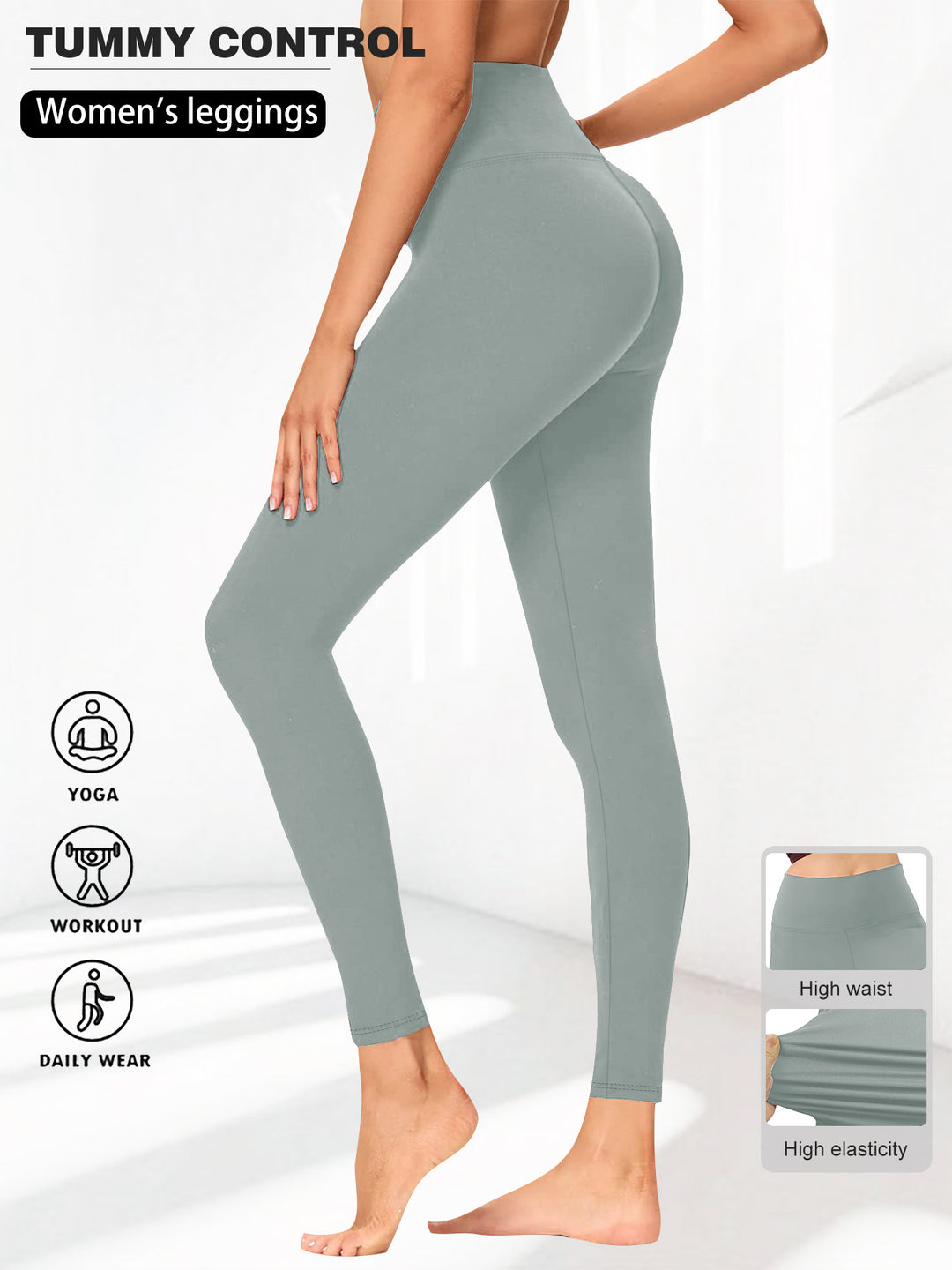 Women's High Waist Yoga Leggings with Tummy Control and High Stretch Mune Fashion