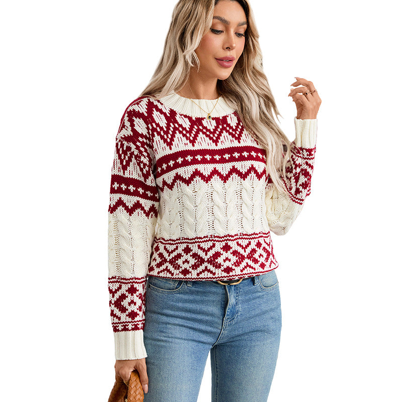 Women's knit sweater with geometric pattern Mune Fashion
