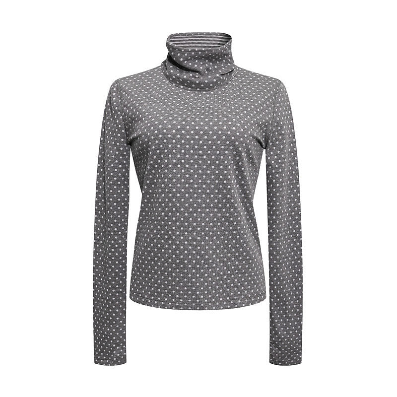 Women's roll-neck fine-knit shirt with polka dot pattern and elastic jersey Mune Fashion