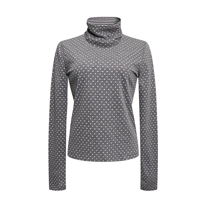 Women's roll-neck fine-knit shirt with polka dot pattern and elastic jersey Mune Fashion