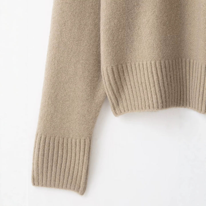 Women Fine Oversize Sweater with Round Neck and Extended Rib Cuffs Drune