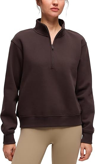 Women's Oversize Sweatshirt with Half Zipper, Stand-up Collar and Ribbed Cuffs Mune Fashion