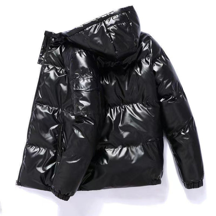 Men's glossy puffer jacket with hood, padded thermal lining and water-repellent lacquer look Mune Fashion
