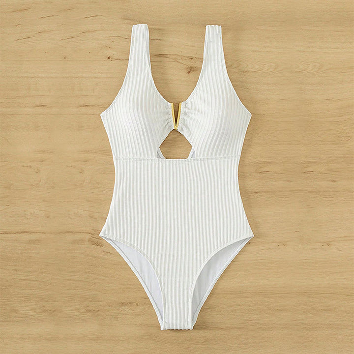 Women's one-piece swimsuit with trendy cut-out and golden accents Mune Fashion