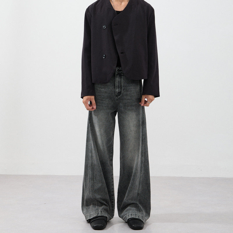 Men's Ultra Wide Contrast Stitch Denim Pants in Palazzo Cut Mune Fashion