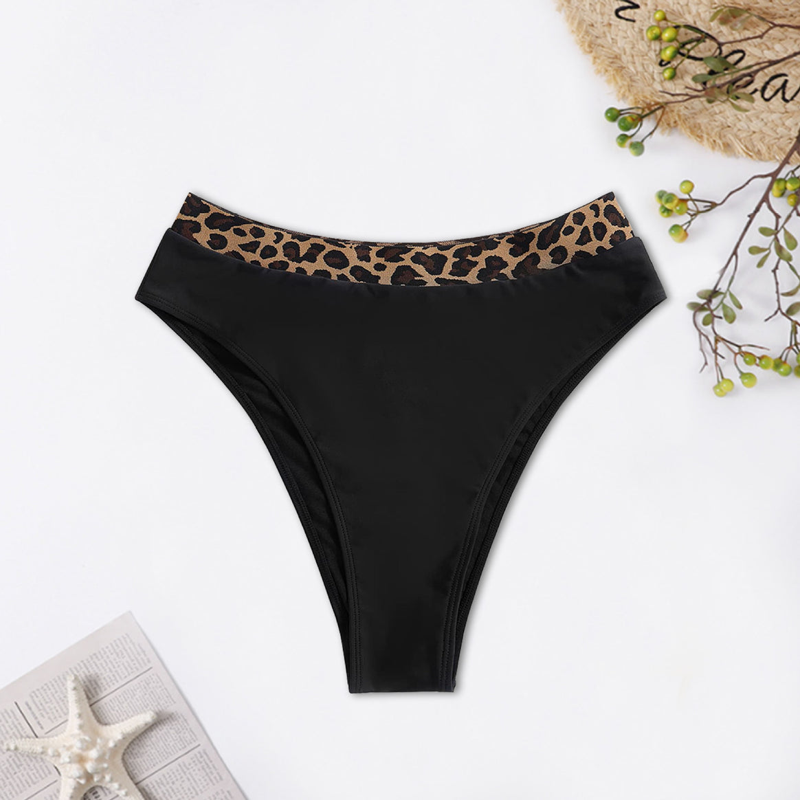 Women's High-Waisted Bikini Bottom with Animal Print Mune Fashion
