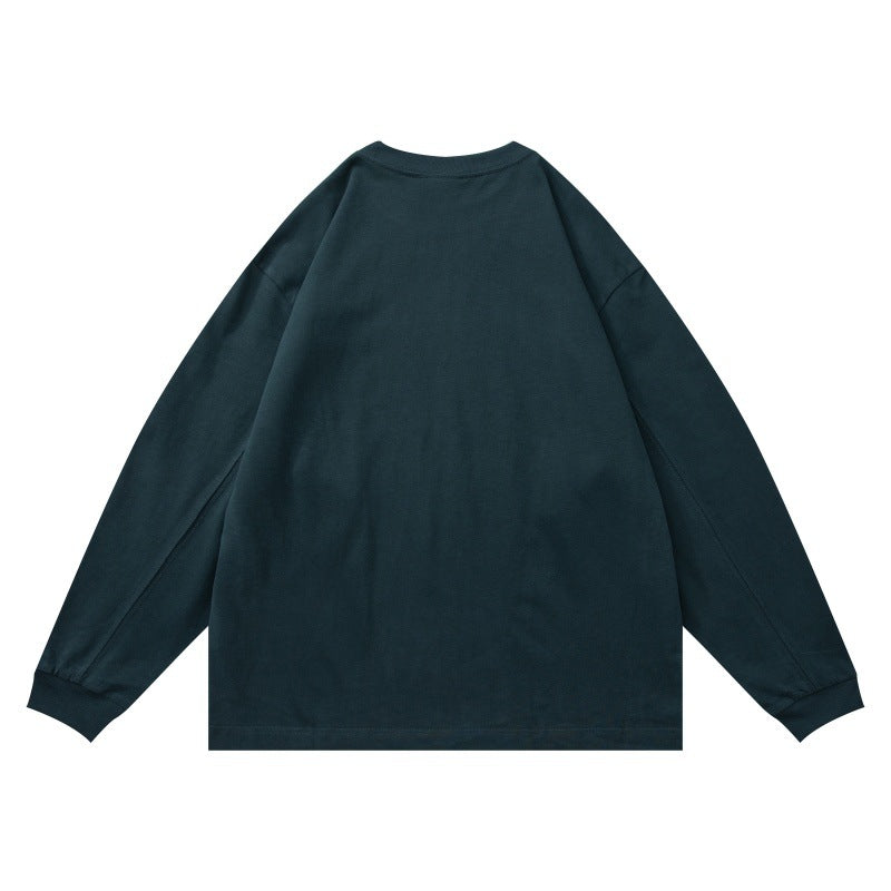 Unisex Oversize-Longsleeve shirt made of cotton blend with ribbed round neck and subtle chest application Mune Fashion