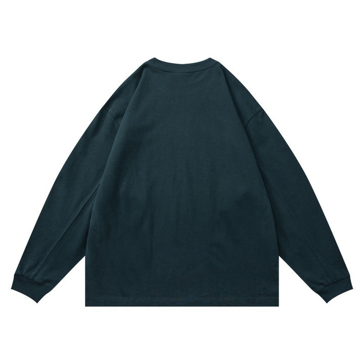 Unisex Oversize-Longsleeve shirt made of cotton blend with ribbed round neck and subtle chest application Mune Fashion