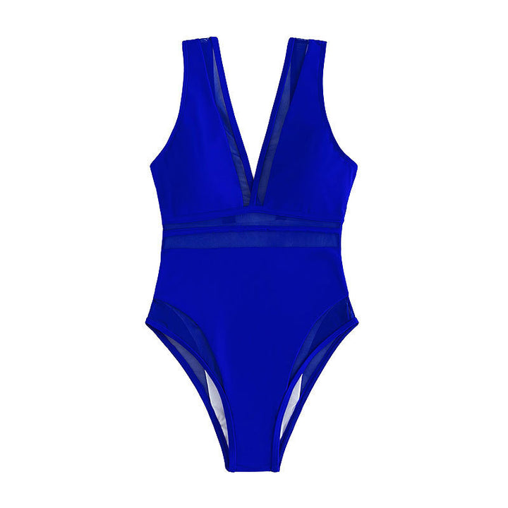 Women's one-piece swimsuit with deep V-neck and transparent inserts Mune Fashion