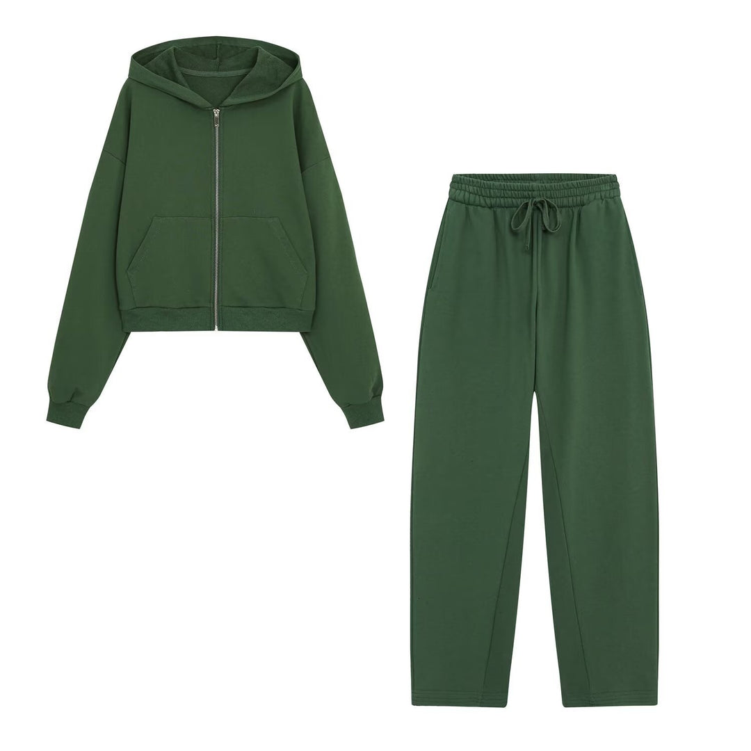 Women's Cropped Hoodie with Full Zipper and Kangaroo Pockets Mune Fashion