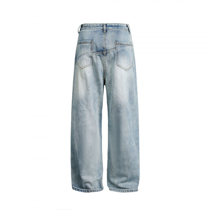 Women's wide high-waisted baggy jeans with curved front seams and patch pockets Mune Fashion