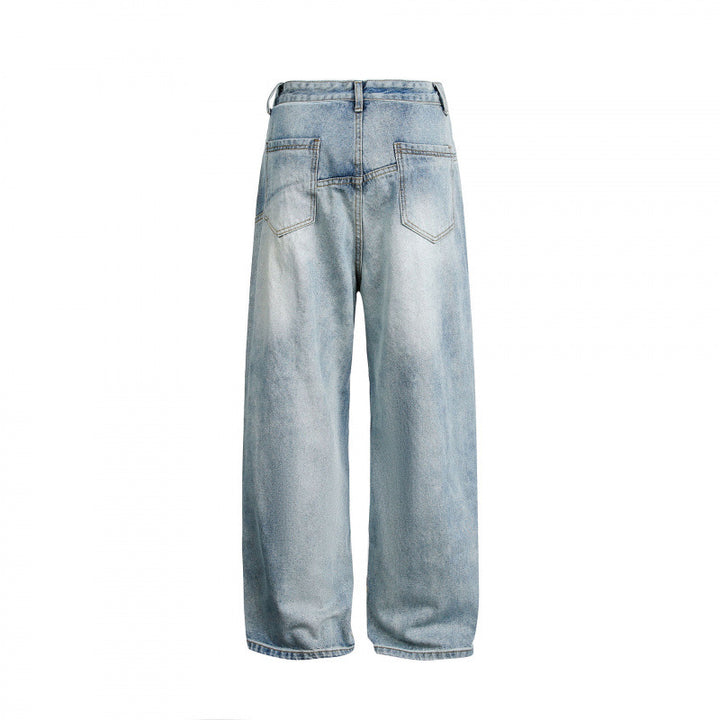 Women's wide high-waisted baggy jeans with curved front seams and patch pockets Mune Fashion