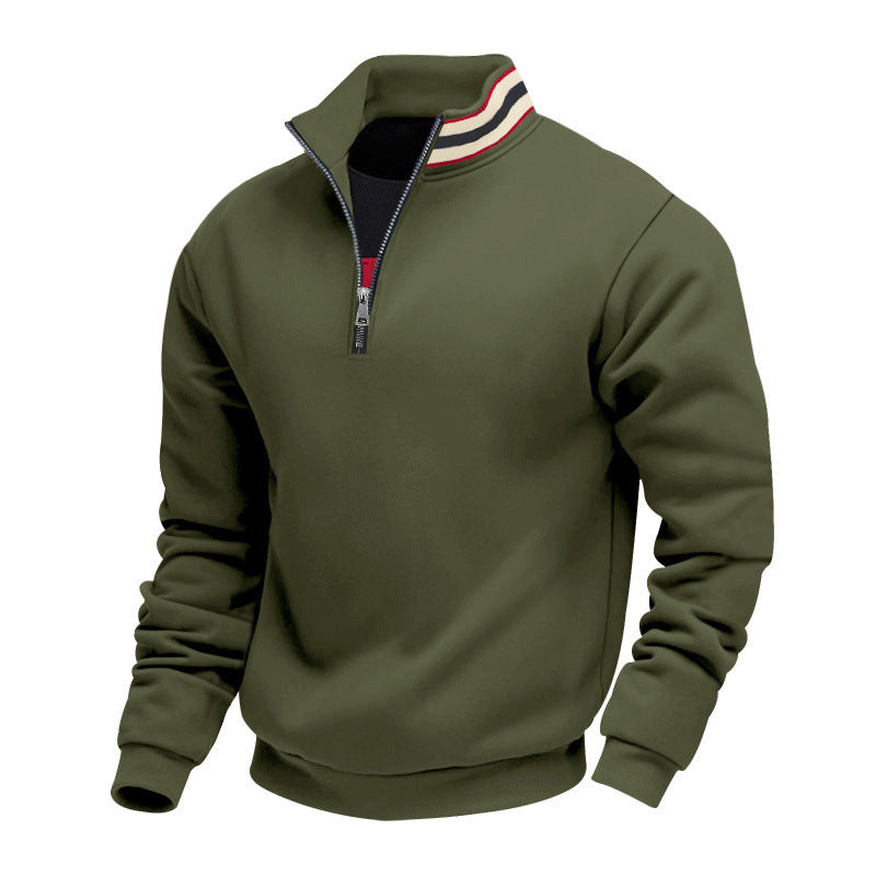Men's half-zip sweatshirt with sporty ring collar and soft fleece inner lining Mune Fashion