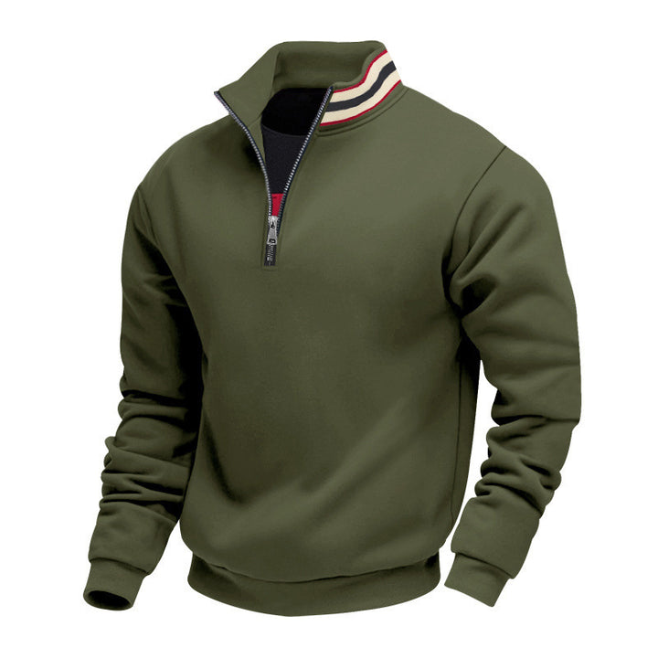 Men's half-zip sweatshirt with sporty ring collar and soft fleece inner lining Mune Fashion