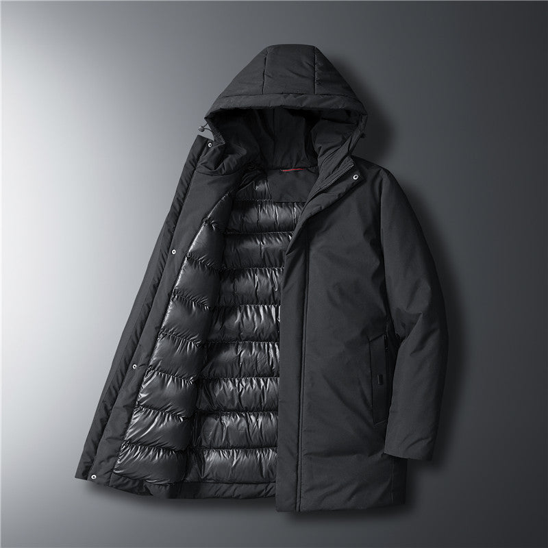 Men's modern urban long parka with concealed zip placket and ergonomic hood Mune Fashion